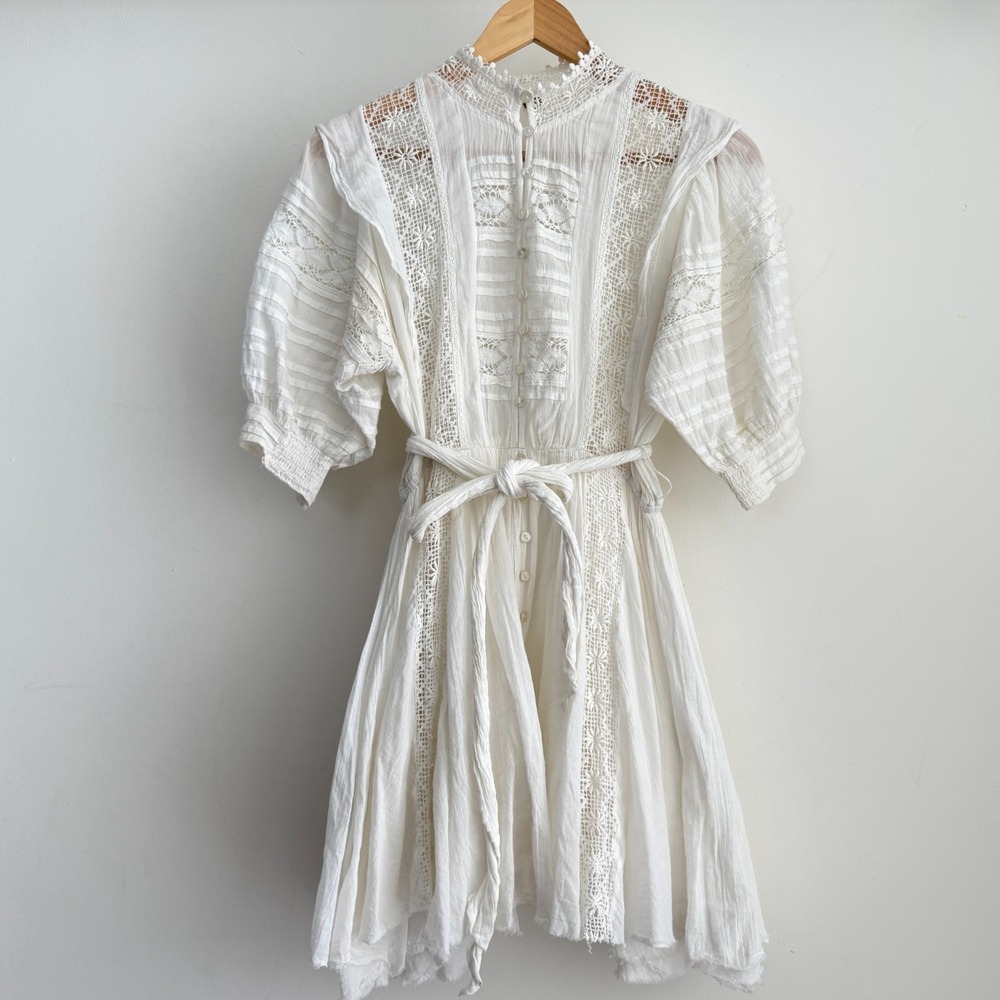 Free People Dress Small Sydney Victorian Antique Lace Cottagecore Belted Boho